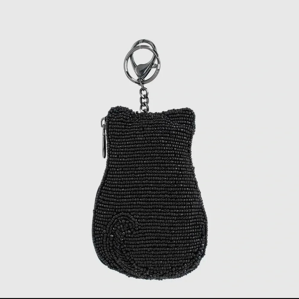 Mary Frances Accessories Pounce Hand Made Beaded Key Fob Card Holder Coin Purse